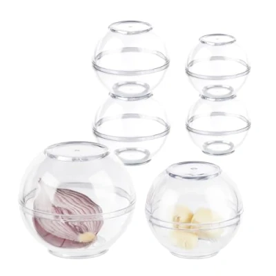 Afbeelding van Relaxdays bewaarpot uien set van 6 Ø 7 &amp; 9 cm koelkast voorraadpot knoflook