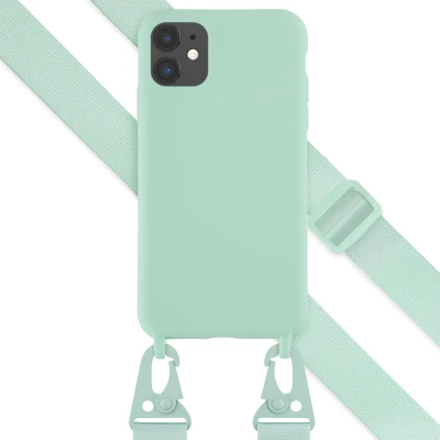 Afbeelding van Apple iPhone 11 Hoesje Siliconen en TPU (zacht) Selencia Softcase/Koordhoesje/Backcover Turquoise Telefoonhoesje