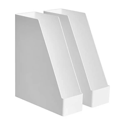 Afbeelding van Amazon Basics Rechthoekig, 2 stuks, kunststof organizer, tijdschriftenhouder, wit
