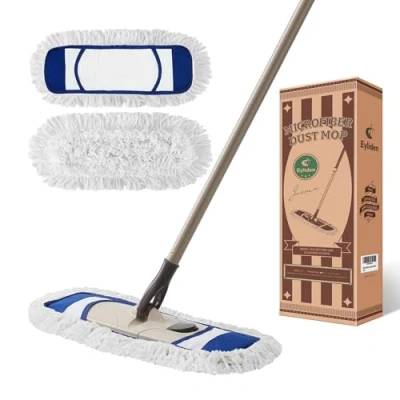 Afbeelding van Eyliden Dust Mop Microfiber Hardhouten Vloer met Uitschuifbaar Verstelbaar Handvat en 2 Hoofd Vervangingen voor Natte of Droge Reiniging