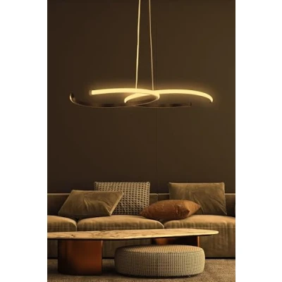 Afbeelding van Stowe 2 cirkel hanglamp, zwart metaal en gele LED Menzzo