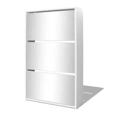 Afbeelding van Schoenenkast drielaags met spiegel 63x17x102,5 cm wit