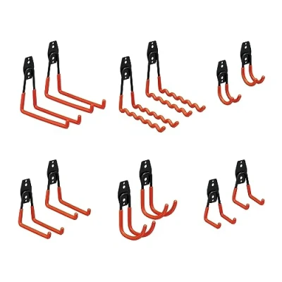 Afbeelding van Relaxdays wandhaken set 12 delig gereedschapshouder ophanghaken garage schuur