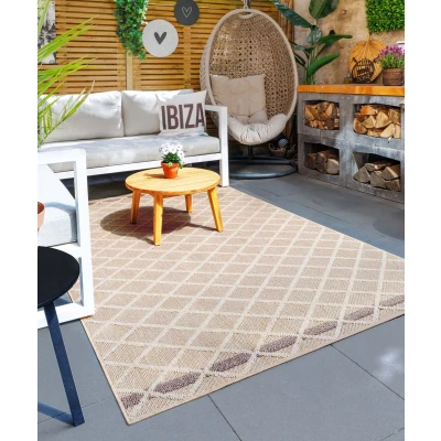 Afbeelding van Buitenkleed Ruiten Retreat Beige 140x200 Cm