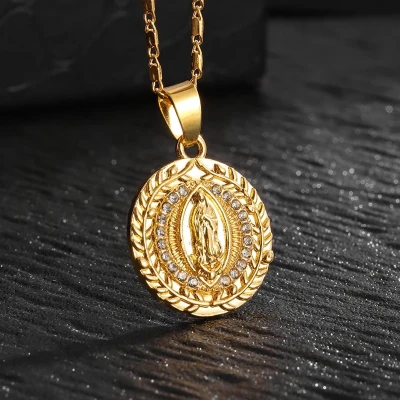 Afbeelding van Ketting met hanger Maria goudkleur.