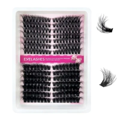 Afbeelding van FANDIQ Pluizige individuele wimpers, 238 stuks, clusters, 60D+120D, dikke wimperverlenging, 8 16 mm, Russische D krulwimpers, cluster, doe het zelf wimperextensions voor