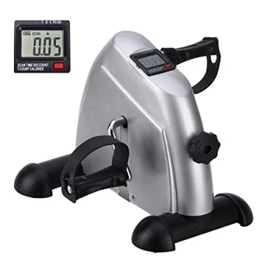 Afbeelding van Mini hometrainer voor armen en benen met LCD display, zilverkleurig, compact