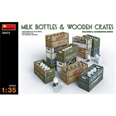 Afbeelding van Miniart Milk Bottles &amp; Wooden Crates (Min35573) modelbouwsets, hobbybouwspeelgoed voor kinderen, modelverf en accessoires