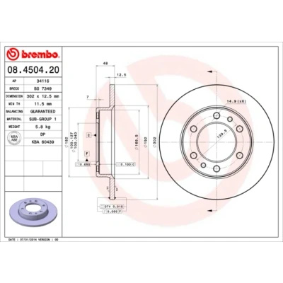Afbeelding van Brembo Remschijf 08.4504.20