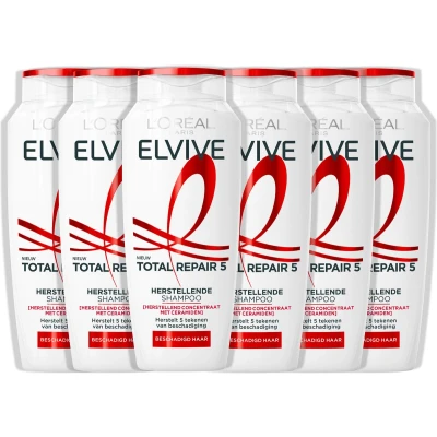 Afbeelding van L&#039;Oréal Paris Elvive Total Repair 5 Shampoo Voor beschadigd haar Herstellend concentraat met ceramiden 6x 250ML