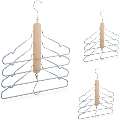 Afbeelding van Relaxdays ruimtebesparende kledinghangers multi kleerhangers broekhangers set van 3