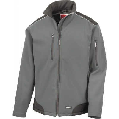 Afbeelding van Result Softshell workwear jacket in ripstop Cordura R124 Grey / Black