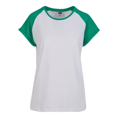 Afbeelding van Urban Classics Contrast Raglan Tshirt print, Dames, Maat: 3XL, White ferngreen