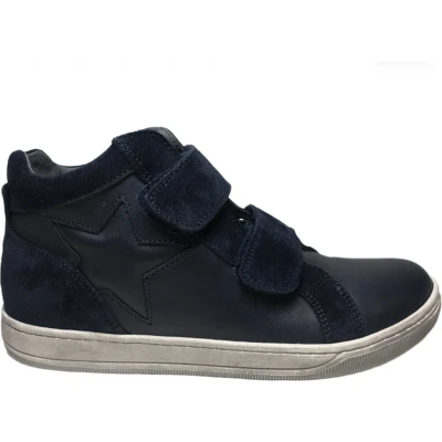 Afbeelding van Naturino Clay Star mt 26 2 velcro&#039;s ster lederen hoge sneakers navy