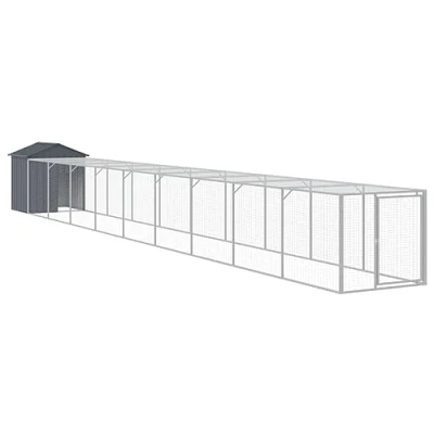 Afbeelding van vidaXL Kippenhok met ren 117x1017x123 cm staal antracietkleurig
