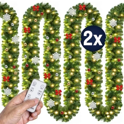 Afbeelding van Casaria Guirlande 2x5m 80 LEDs Afstandsbediening Decoratie Warmwit