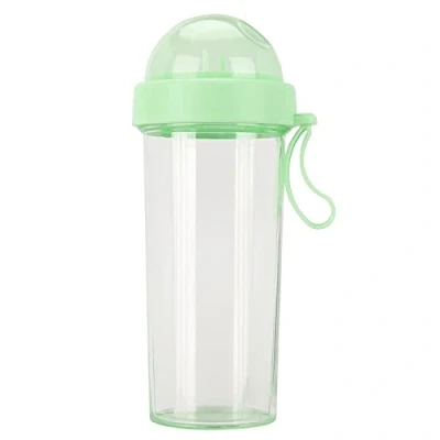 Afbeelding van Drinkbeker, gesplitste beker, waterfles, dubbele dubbelzijdige 600 ml draagbare twee rietjes waterfles Drinkbeker voor tweeërlei gebruik buitensporten(Groente)