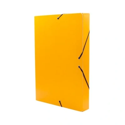 Afbeelding van Raylu Paper A4 projectmap mat met 3 cm rugbreedte, stevig karton en rubberen bandsluiting voor schoolprojecten of kantoor, ordnergrootte 34 x 24 (geel)
