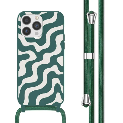 Afbeelding van Apple iPhone 13 Pro Hoesje Siliconen en TPU (zacht) imoshion Softcase/Koordhoesje/Backcover Petrol Green Groovy Telefoonhoesje