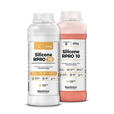 Afbeelding van R PRO 10 niet giftig en gemakkelijk te gebruiken vloeibaar siliconenrubber voor zachte mallen (1:1), hoge weerstand tegen scheuren breken, ideaal doe het zelf (1 kg)