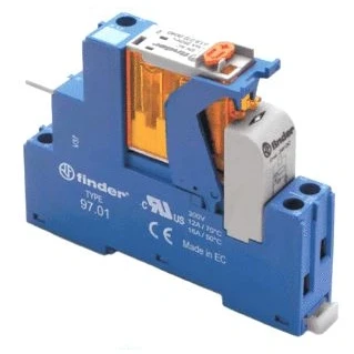 Afbeelding van Finder interfacerelais voet relais moduul clip schroefaansluiting 1x wissel 16a 250vac spoel 24vac contact agni led varistor 4c 01 8 024 0060