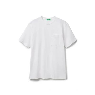 Afbeelding van United Colors of Benetton WITH Pocket Tshirt basic, Heren, Maat: Large, White