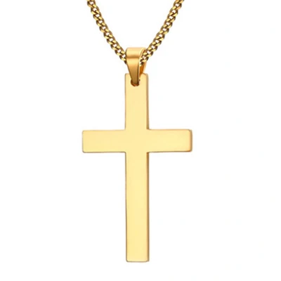 Afbeelding van Heren Ketting Kruis kettinghanger Cubaanse Schakel Mendes Goudkleurig