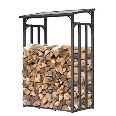 Afbeelding van QUICK STAR Metal brandhoutrek antraciet 130 x 70 185 cm Tuin brandhoutopslag 1,6 m3 / goed 2 SRM stapelhulp buiten