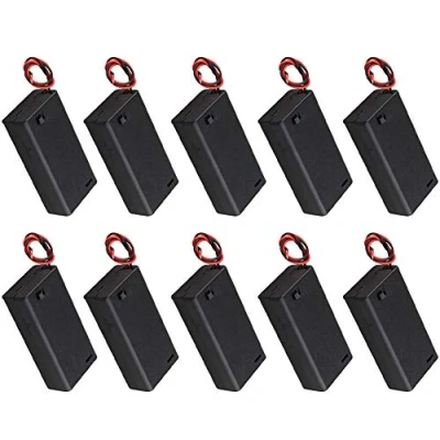 Afbeelding van YIXISI 10 Stuks 2 x 1.5V 3V AA Batterijhouder, Plastic Batterij Opbergdoos met Hoes, AAN/UIT Schakelaar en Draadgeleiders, Zwart