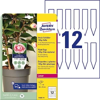 Afbeelding van Avery Zweckform T3005 10 Insteekbare labels 100 x 20 mm Polyester Wit 120 stuk(s) Niet hechtend Laser (kleur), (zwart/wit)
