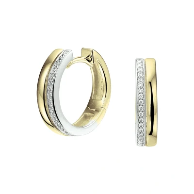 Afbeelding van Bicolor Gouden Klapoorringen diamant 0.09ct (2x 0.045ct) H SI 4208265