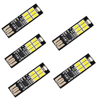 Afbeelding van Yizhet 5 stuks USB LED Lamp licht Schlüsselanhänger Super Bright 6 Touch Dimmer Draagbaar voor laptop toetsenbord, wit verlichting (Koud Wit)