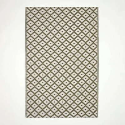 Afbeelding van Homescapes buitenkleed mei 180 x 270 cm groen wit, geometrisch patroon