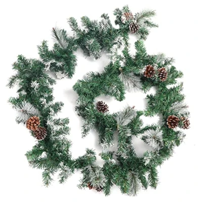 Afbeelding van Belle Vous Besneeuwde Artificiële Groene Kerstguirlande met Dennenappels 2,7 m Zachtgroene Dennen Guirlande Feestelijke Kerst Binnen Decoratie voor Huis, Trap, Bruiloft, Deur &amp; Feestdecoratie