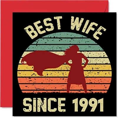 Afbeelding van 33e verjaardagskaart voor vrouw van echtgenoot Beste sinds 1991 I Love You Gifts, Happy huwelijksverjaardag kaarten partner, 145 mm x wenskaarten dertig dertigste