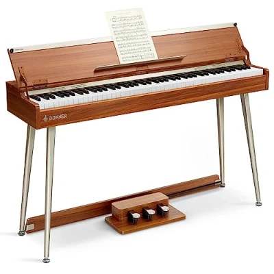 Afbeelding van Donner DDP 80 PLUS Digitale piano met 88 toetsen, gewogen toetsenbord, elektrische piano, ondersteunt USB MIDI en hoofdtelefoon, halfopen dekselontwerp, drievoudig pedaal, netadapter inbegrepen