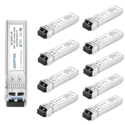Afbeelding van QSFPTEK (10 stuks) 10GBASE LR 10G SFP module, 1310nm, 10km, DDM LC Mini GBIC transceiver voor Cisco LR, Ubiquiti UF SM 10G, Microtiek, Qnap NAS, D Link