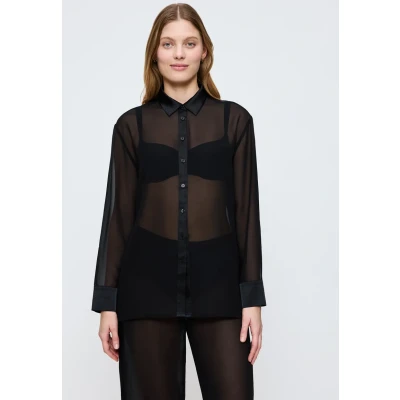 Afbeelding van Triumph Langarm Overhemdblouse, Dames, Maat: 42, Black