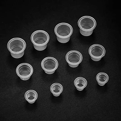 Afbeelding van Xiaheipi 400 stuks tattoo verfdoppen, tattookleuren, inktbekers, pigmenthouders, plastic bekers 100 groot, medium, 200 klein