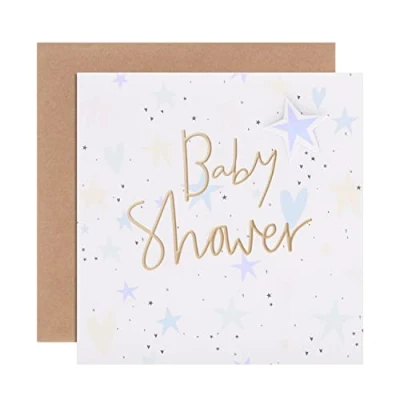 Afbeelding van Hallmark Baby Shower Vieringskaart Hedendaags ontwerp met sterren en harten
