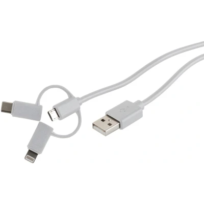 Afbeelding van Shiverpeaks USB Oplaad Sycn kabel 3in1 wit 2,0m (2 m, 2.0),