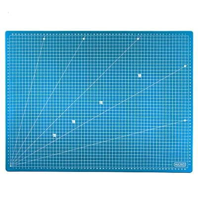 Afbeelding van MAXKO Snijmat 90 x 60 cm, blauw, zelfherstellend, bedienbaar bedrukt, metrische indeling/snijonderlegger/bureauonderlegger/A1/90x60/hoekmaten 15