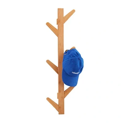 Afbeelding van Relaxdays wandkapstok van bamboe, 6 haken, kapstokken, voor in de badkamer en gang, HxBxD: 78 x 22 7 cm, natuur