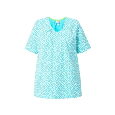 Afbeelding van Ulla Popken Calico Floral Short Sleeve Tshirt print, Dames, Maat: 42/44, Deep aqua