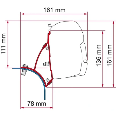 Afbeelding van Fiamma F45s VW T5 T6 Lift Roof Adapter Kit Zwart Luifels Accessoires