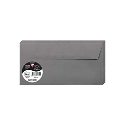 Afbeelding van Clairefontaine 5635C enveloppen, zelfklevend, formaat DL, 11 x 22 cm, 120 g/m², kleur: staalgrijs, uitnodigingen voor evenementen en brieven, collectie pollen, premium papier, glad