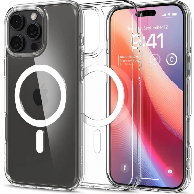 Afbeelding van Spigen Hoesje Geschikt voor Apple iPhone 16 Pro Max Crystal Hybrid MagFit Compatibel met MagSafe Back Cover Magneet Wit