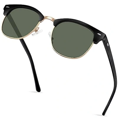 Afbeelding van KANASTAL Gepolariseerd Zonnebril Dames en Heren Retro Half Montuur Metal Zonnebrillen Klassiek Mode Met UV400 Bescherming Trekking Vierkante Unisex Groen
