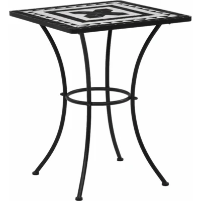 Afbeelding van Bistrotafel mozaïek 60 cm keramiek zwart en wit