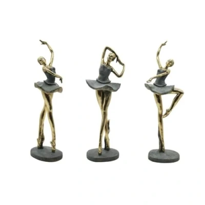 Afbeelding van Decoratieve figuren Home ESPRIT Grijs Gouden Balletdanseres 15 x 10 43 cm (3 Stuks)